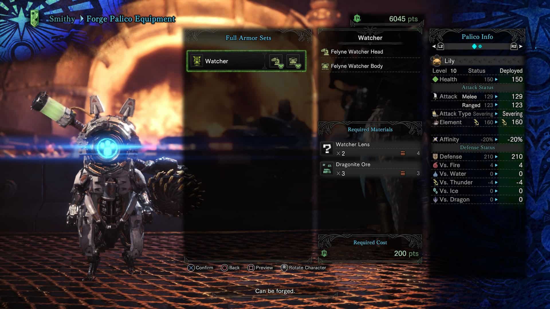 palico watcher armour