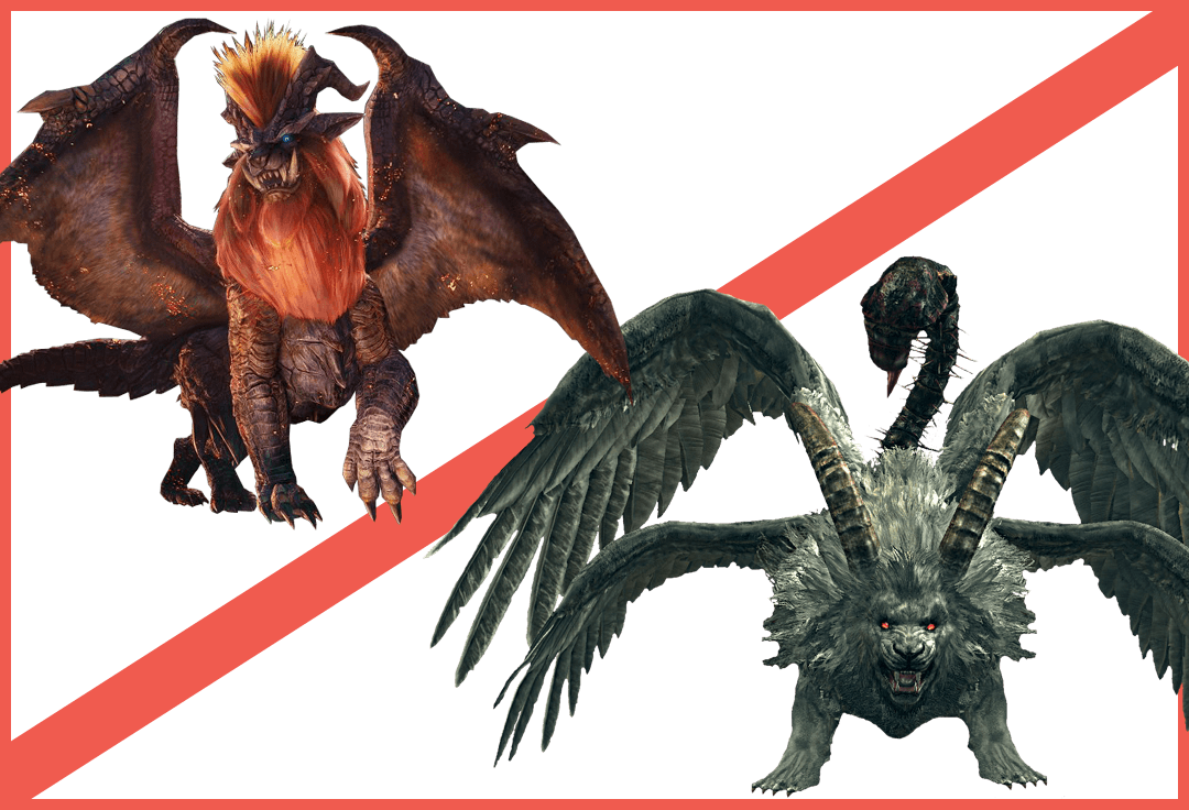 mhw-bloodborne-dark-souls-teostra-vs-sanctuary-guardian