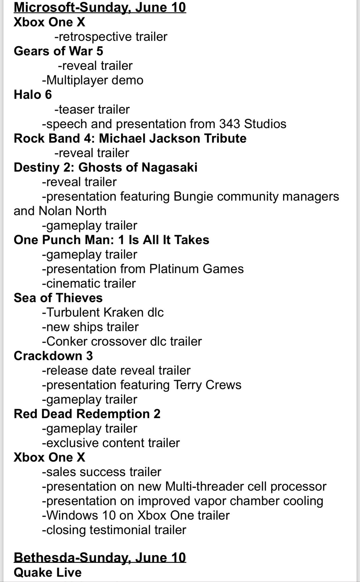 E3 2018 Press Conference Memo Leak 05