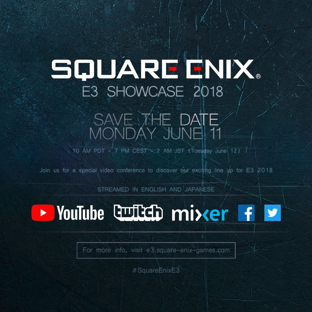 Square Enix Announces E3 2018 Plans for Streaming Event