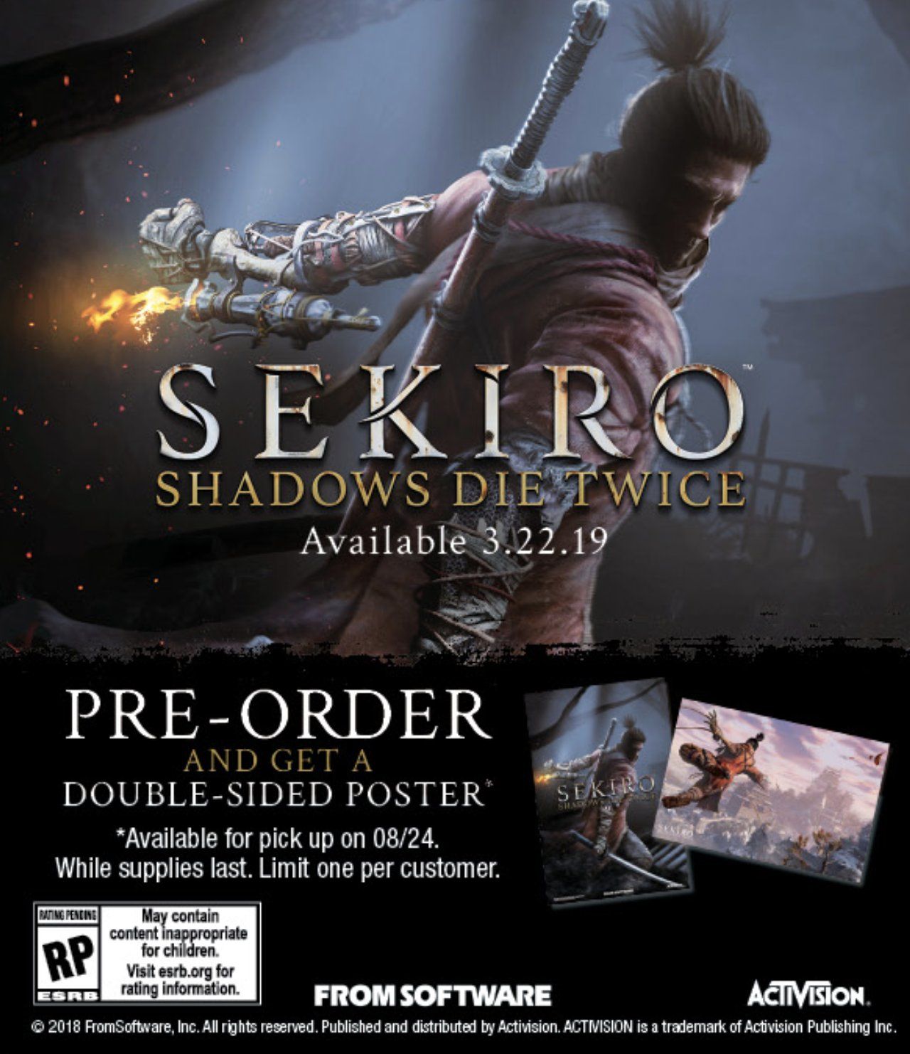Sekiro : Shadows Die Twice, les précommandes disponibles à Gamestop