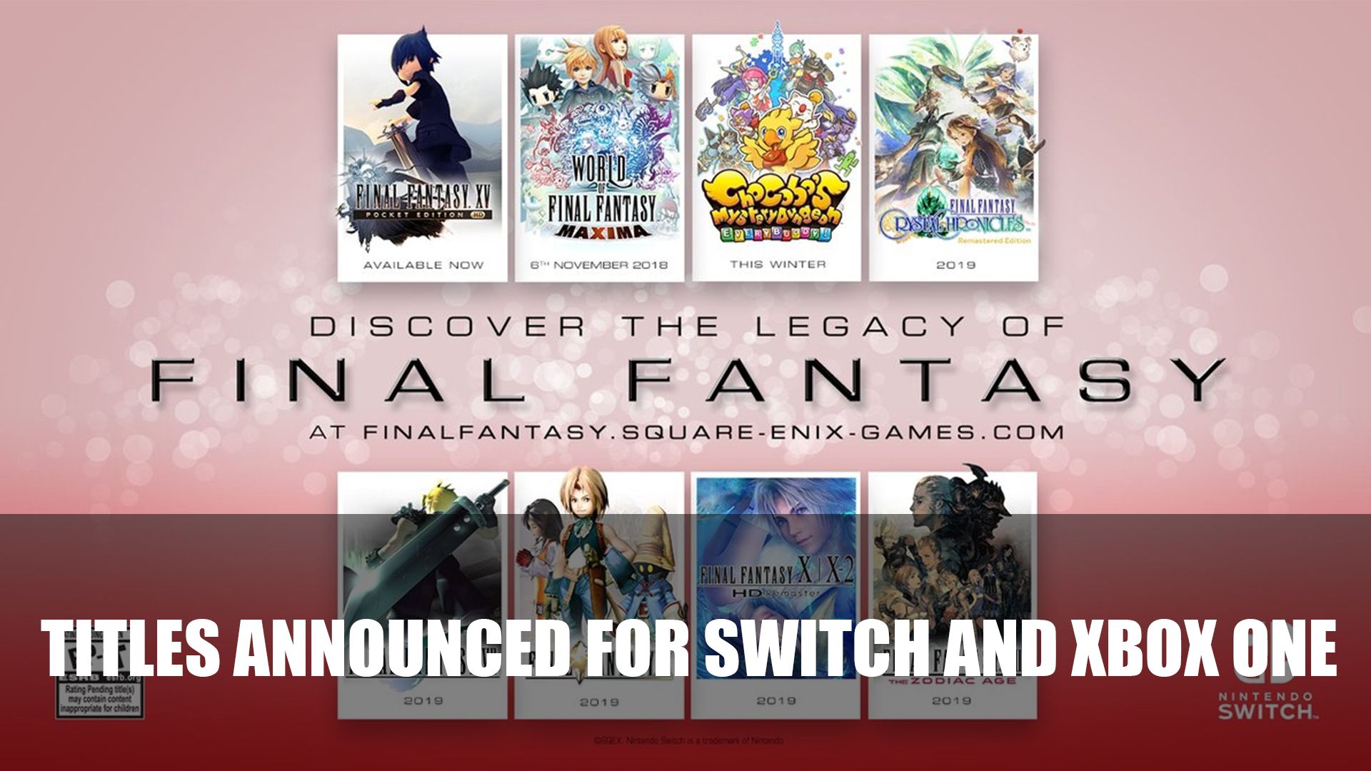 Final Fantasy Titles Nintendo Switch and Xbox One