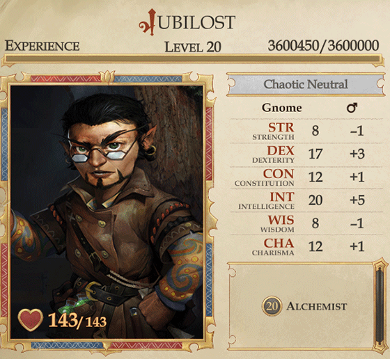 Pathfinder Kingmaker Builds: Jubilost the Alchemist