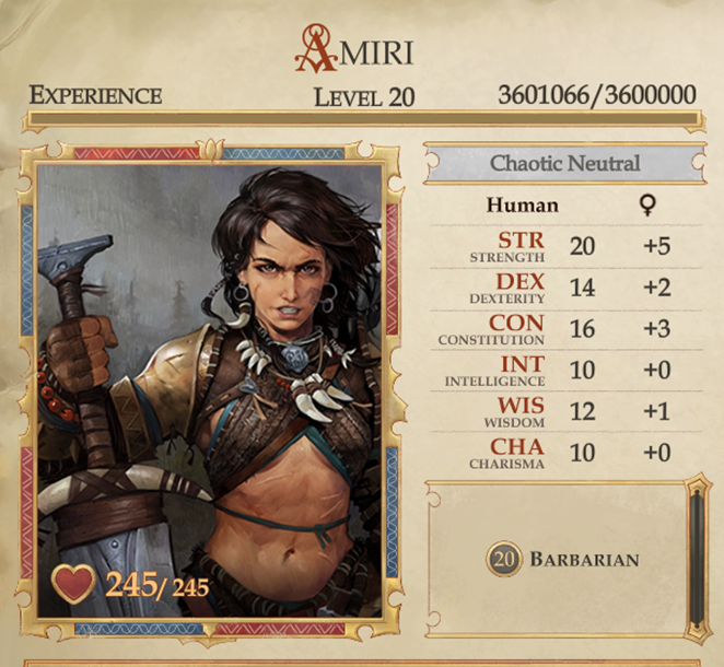 Pathfinder Kingmaker Builds: Amiri the Barbarian