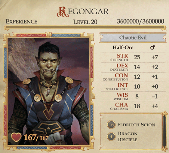 Pathfinder Kingmaker Builds: Regongar the Dragon