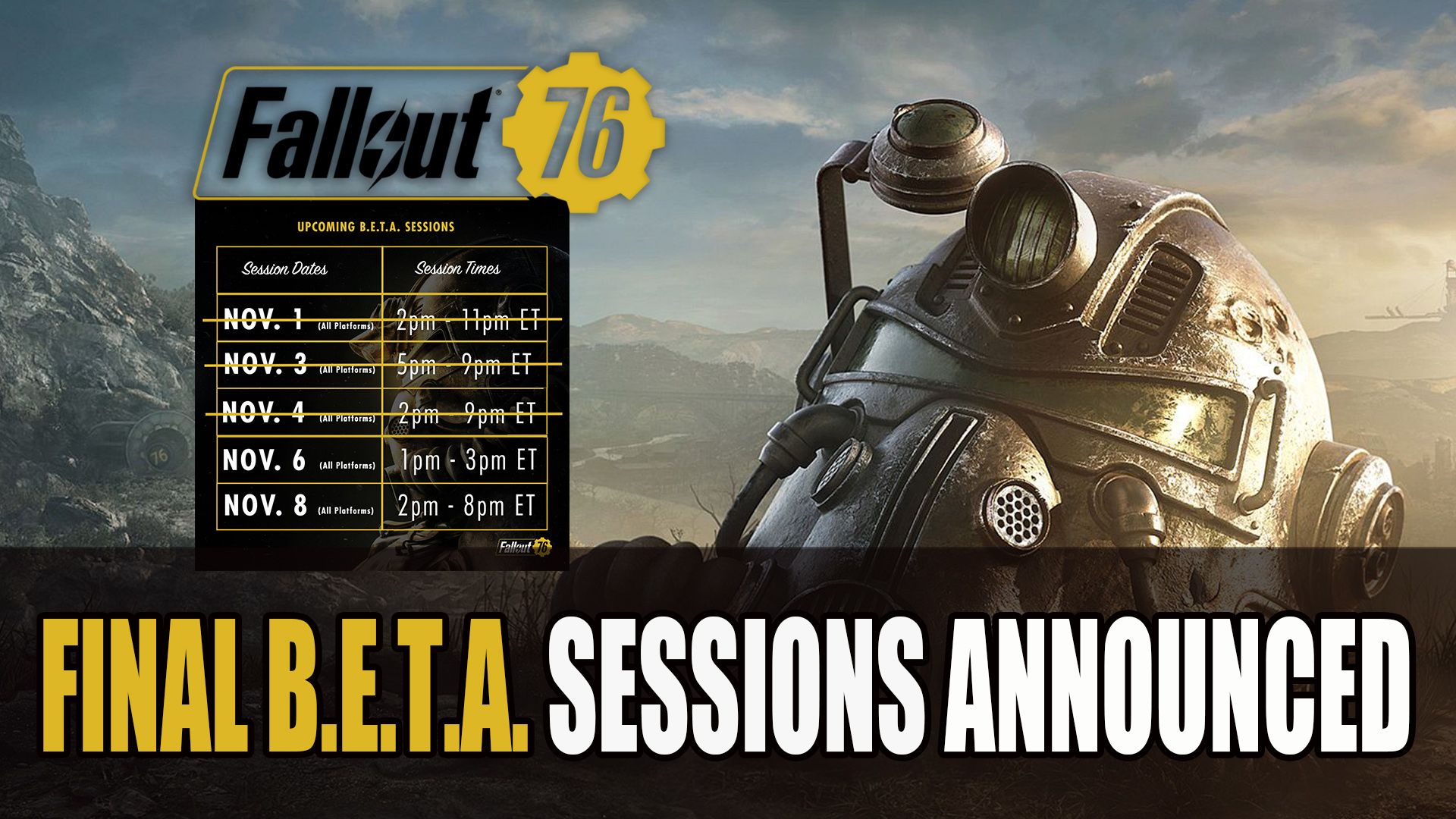 Fallout 76 Final Beta Sessions