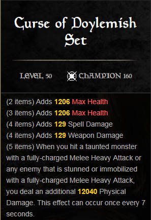 ESO Sets Guide: Curse of Doylemish   Massive Melee