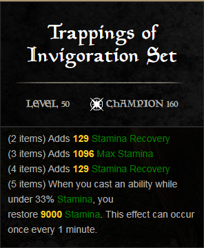 ESO Set Guide: Trappings of Invigoration   Arrested Fatigue
