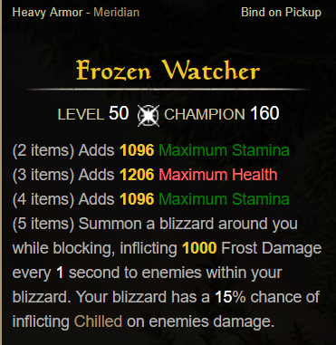 Frozen Watcher: ESO Set Guide   Chilling Defense
