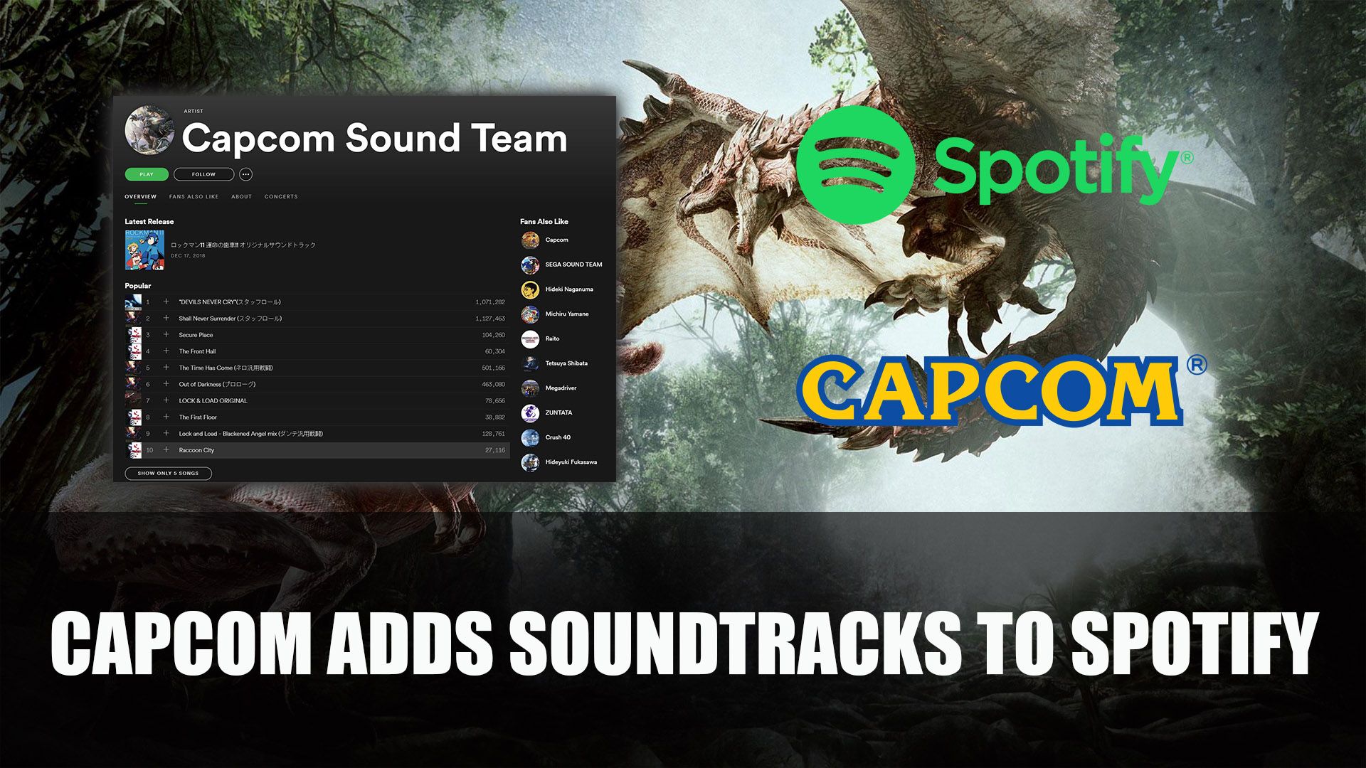 Capcom Adds Soundtracks to Spotify