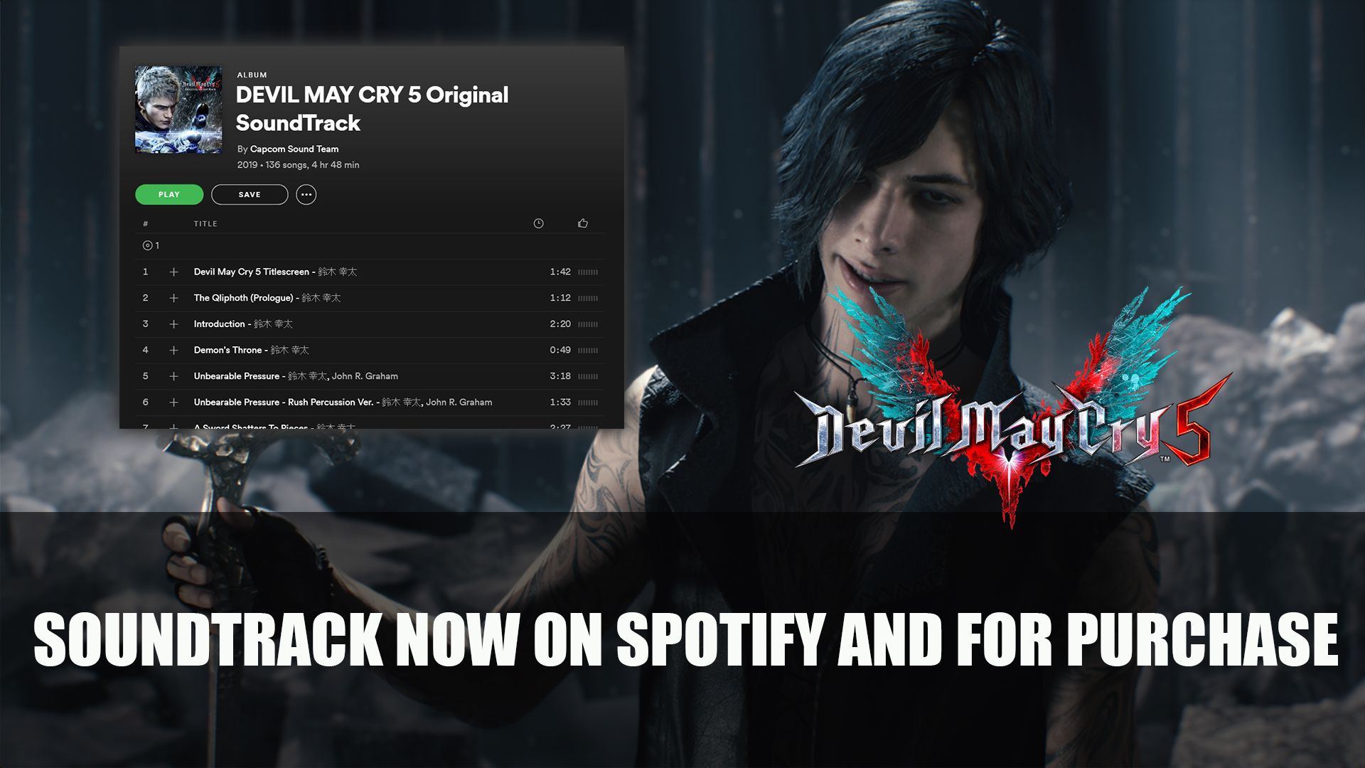 DMC5 Soundtrack now on spotify and for purchase