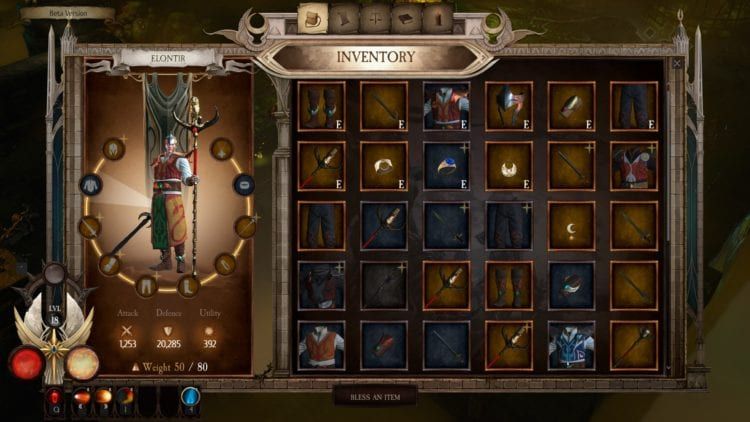 Warhammer Chaosbane inventory with Keyboard and Mouse Setup