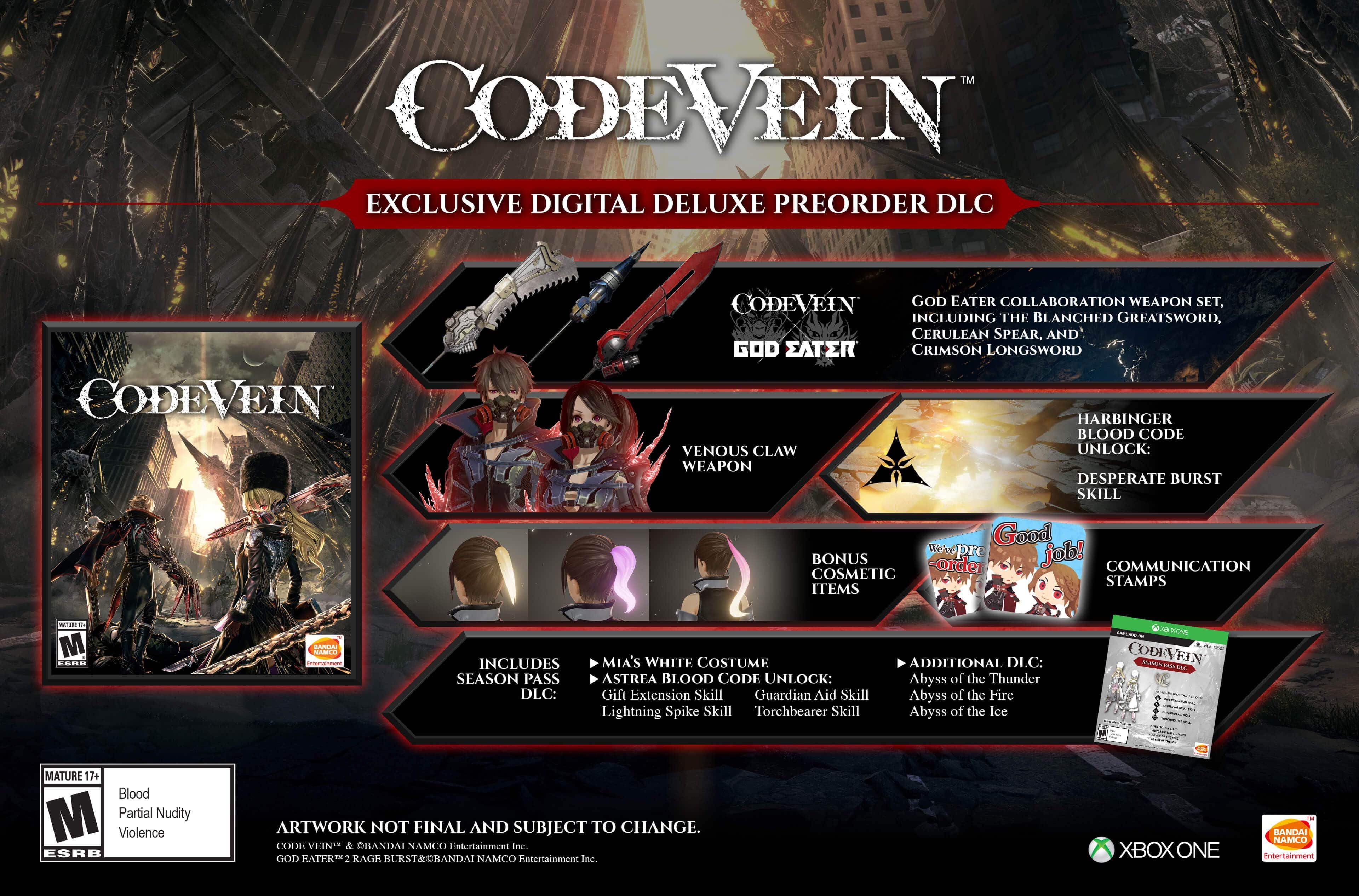 Code Vein Digital Deluxe and Revenant Pre Order Editions