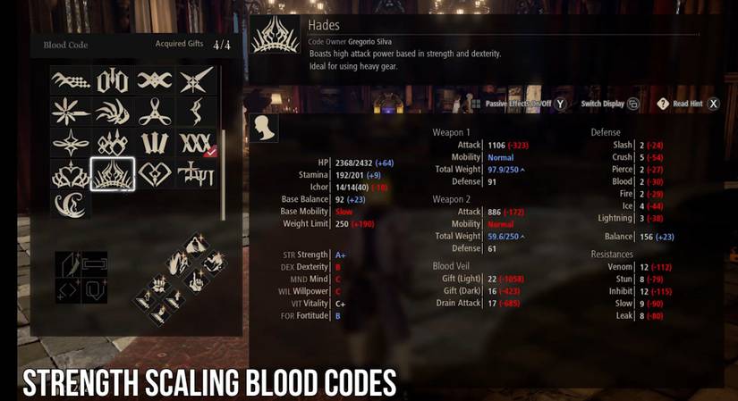 Code Vein: Best Blood Codes