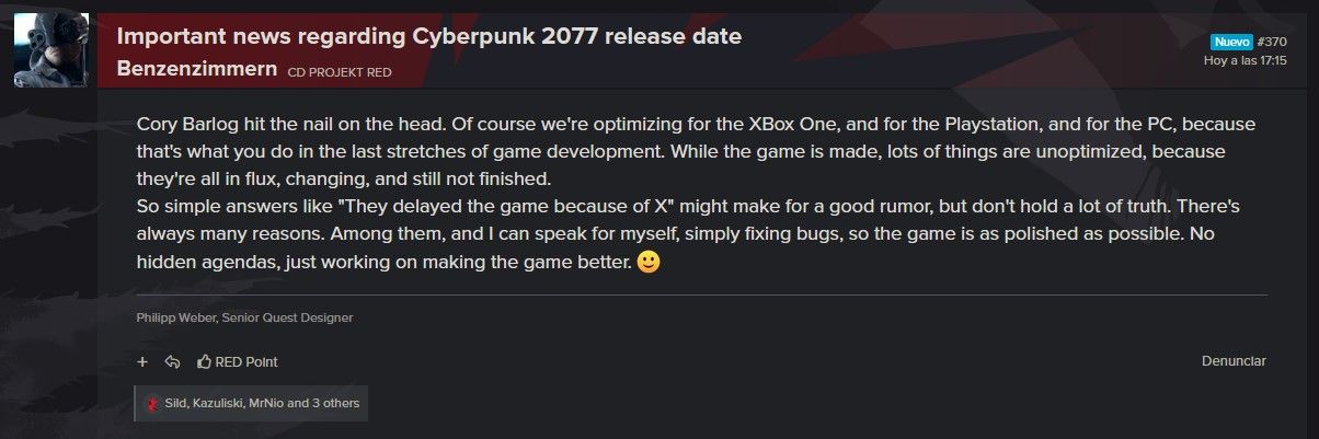 Cyberpunk 2077 Developer Shares Details About Delay