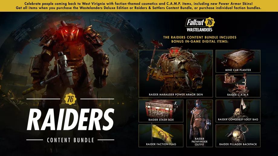 Fallout 76 Wastelanders Raider Content Bundle