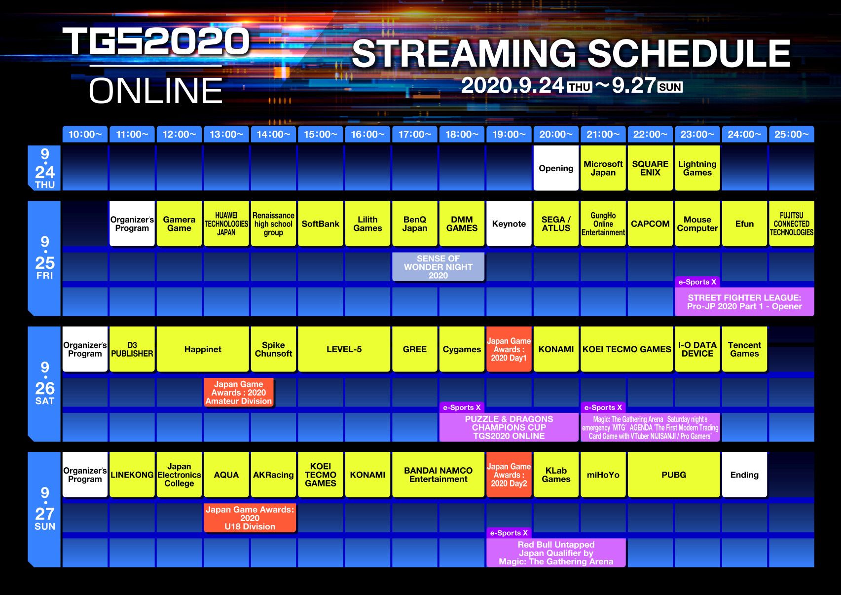 Tokyo Game Show 2020 Online Lineup