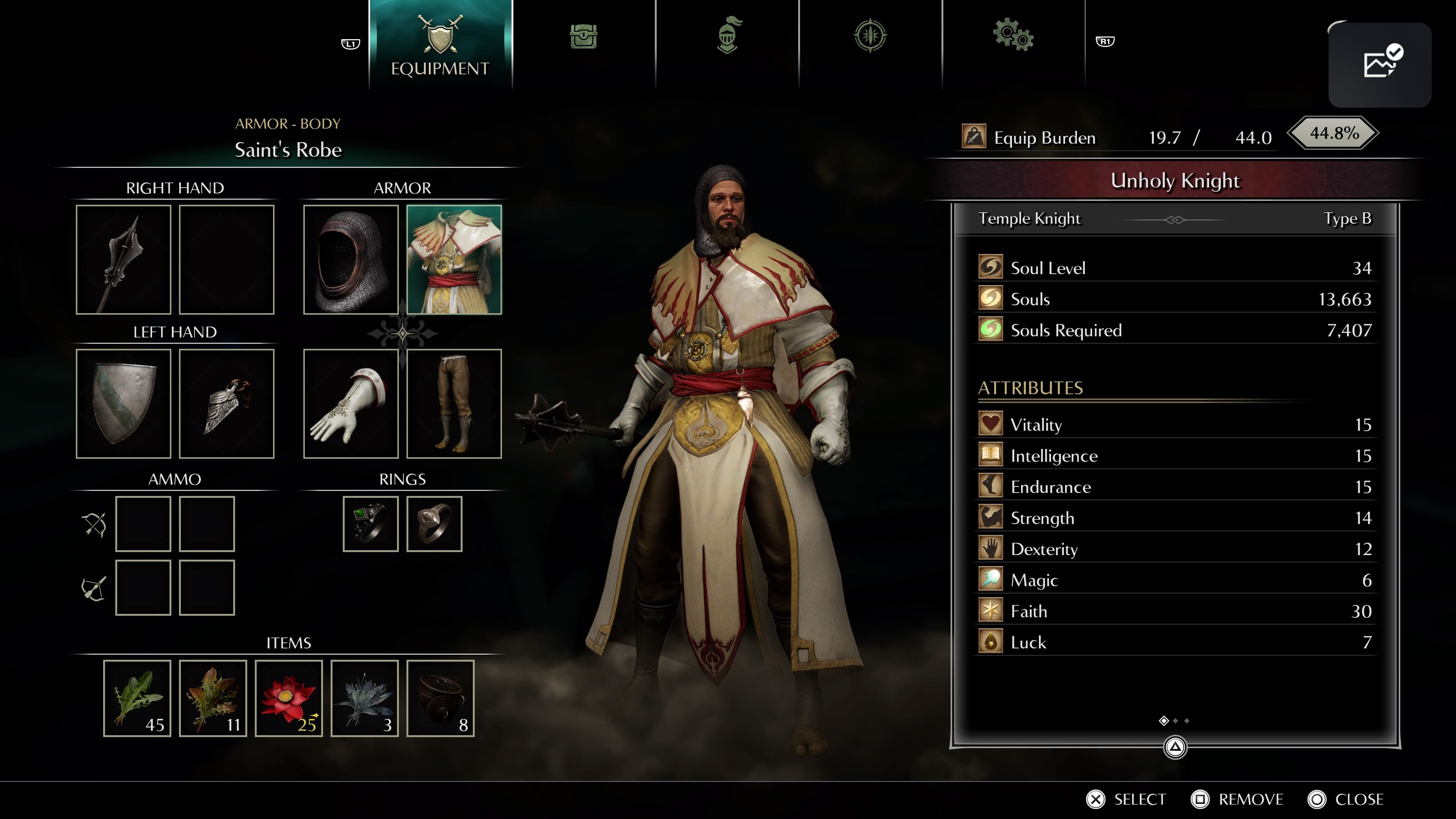 demons-souls-faith-build-guide-holy-paladin-equipment