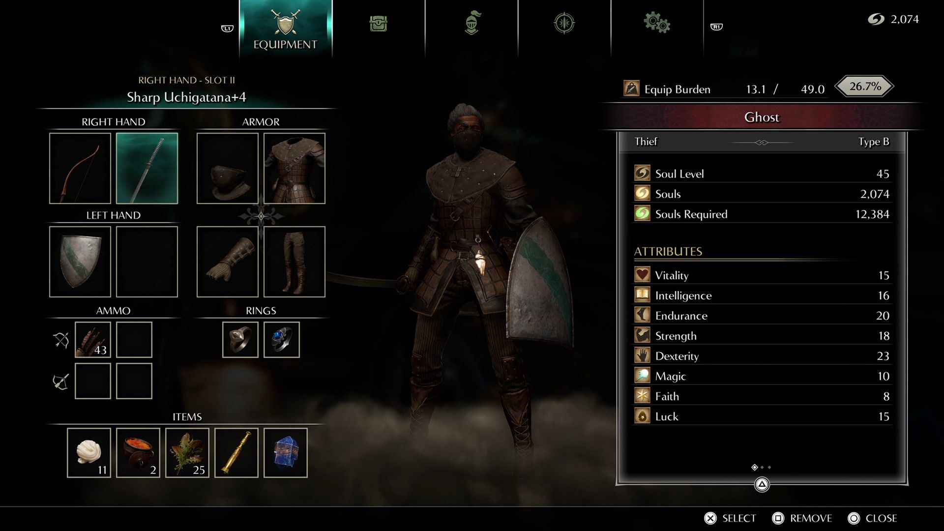 demons-souls-builds-soul-samurai-dexterity-uchigatana-thief-guide-stats