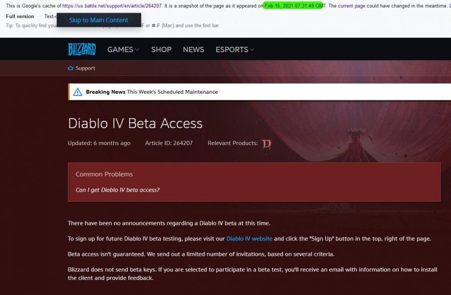 Rumour: Diablo 4 Beta to be Announced at BlizzCon 2021