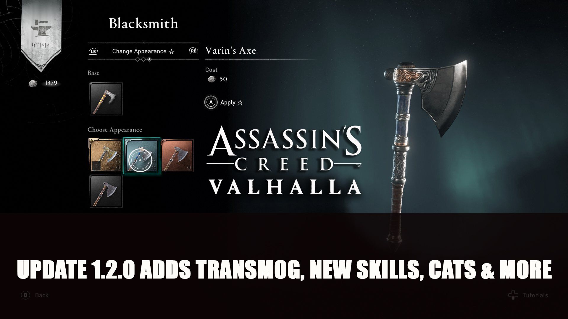 Assassin&rsquo;s Creed Valhalla update 1.2.0 Adds transmog, new skills, cats &amp; more