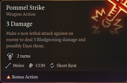 Baldur’s Gate 3 Warlock Build Guide Melee Warlock (Advanced Guide) Pommel Strike Weapon Action