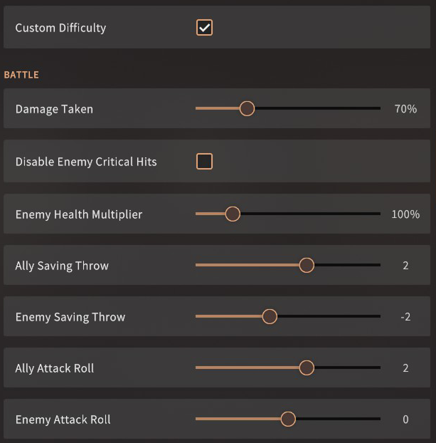 Solasta Custom Difficulty