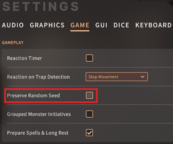 Solasta Preserve Random Seed