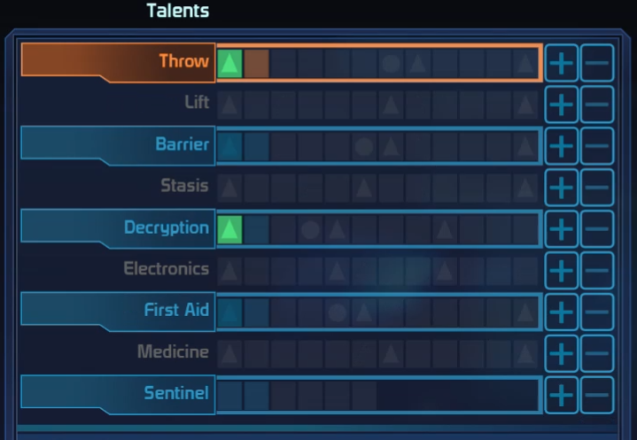 ME1 Sentinel Talents