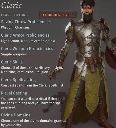 Solasta Cleric Class