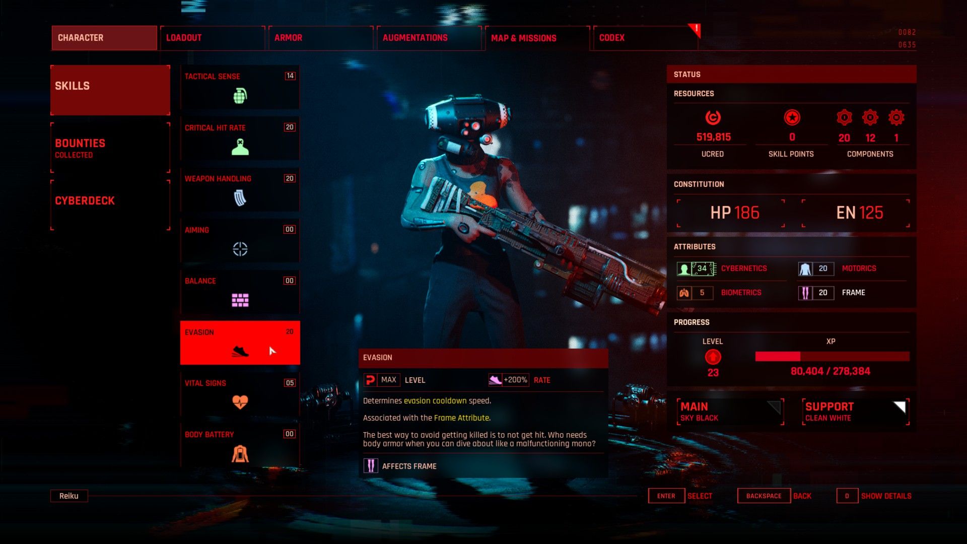 Critical Commando Rifle Character Creation (Skills and Attributes) Evasion Skill