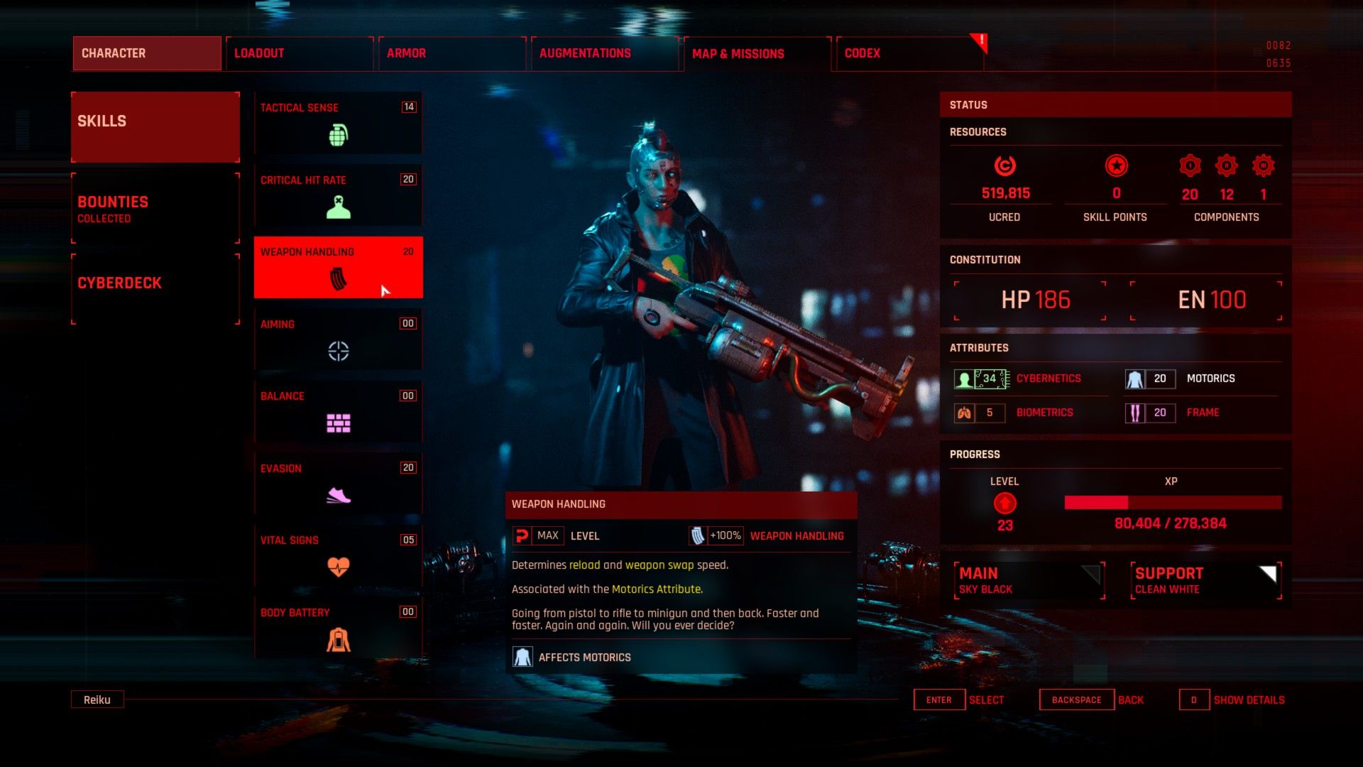 Critical Commando Rifle Character Creation (Skills and Attributes) Weapon Handling Skill