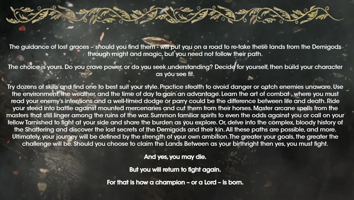 Elden Ring Gets New Info Section on Bandai Covering The Tarnished, Stealth and Gameplay Mechanics