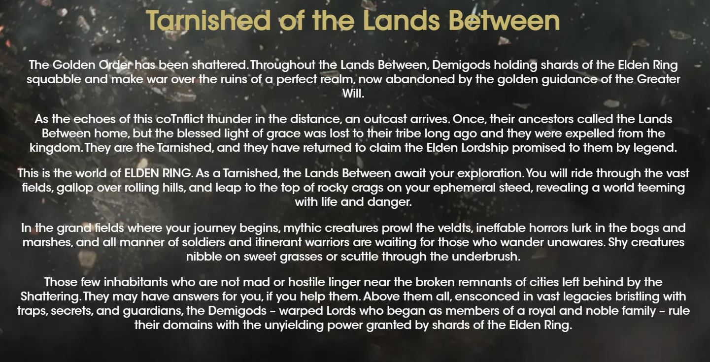 Elden Ring Gets New Info Section on Bandai Covering The Tarnished, Stealth and Gameplay Mechanics