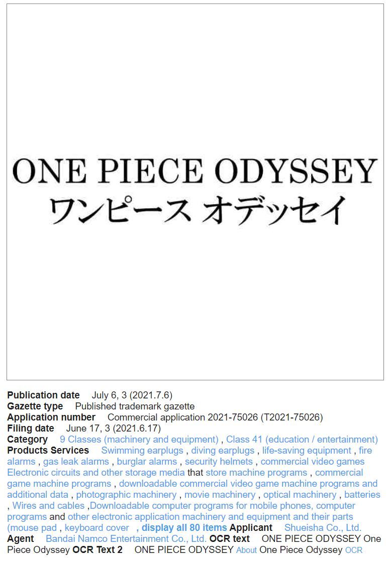 Rumor: Trademark of &ldquo;One Piece Odyssey&rdquo; could be the next One Piece Game by Bandai Namco