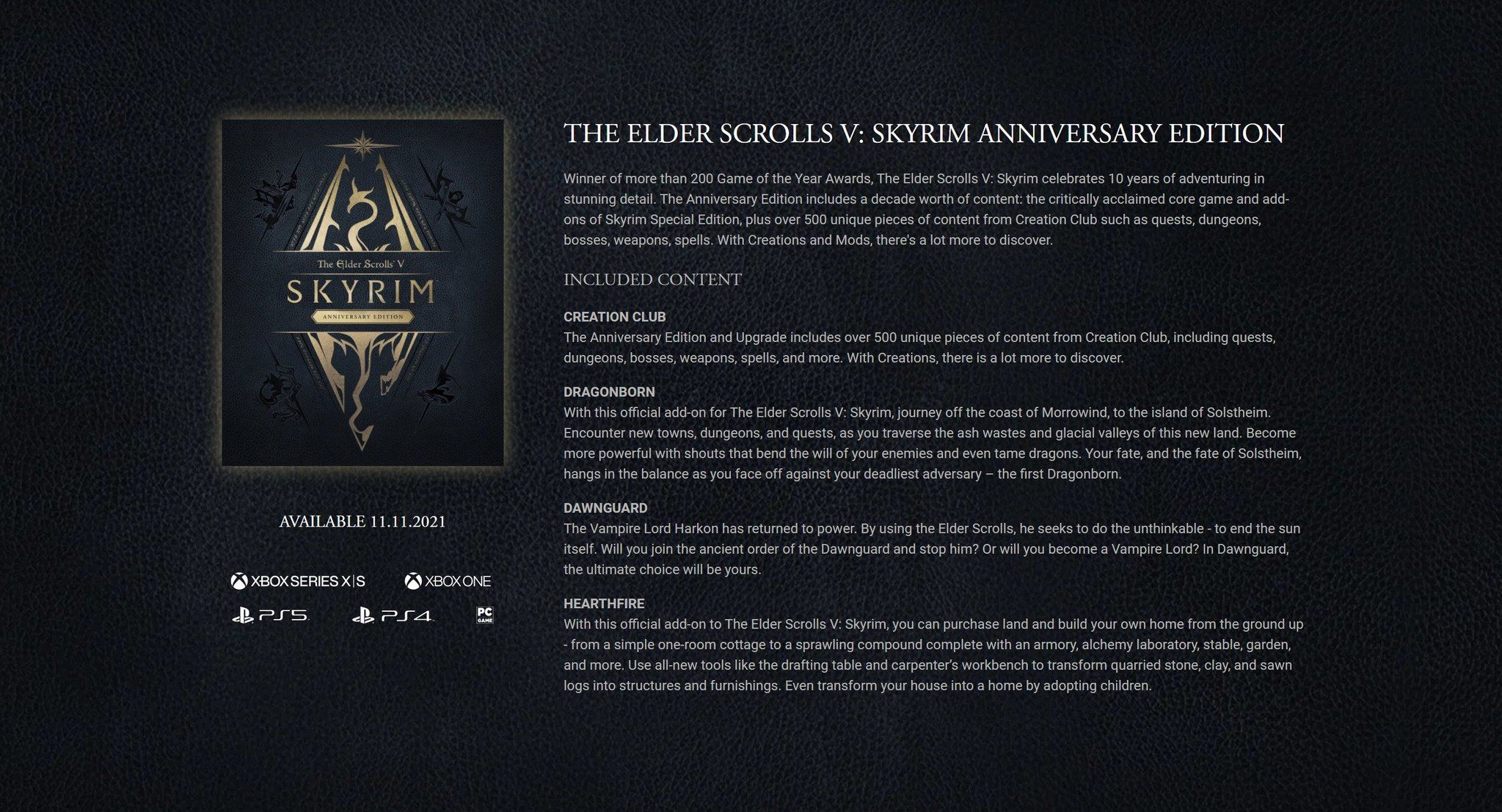 Skyrim The 10th Anniversary Edition Announced; PS5 and Xbox Series Upgrades On the Way