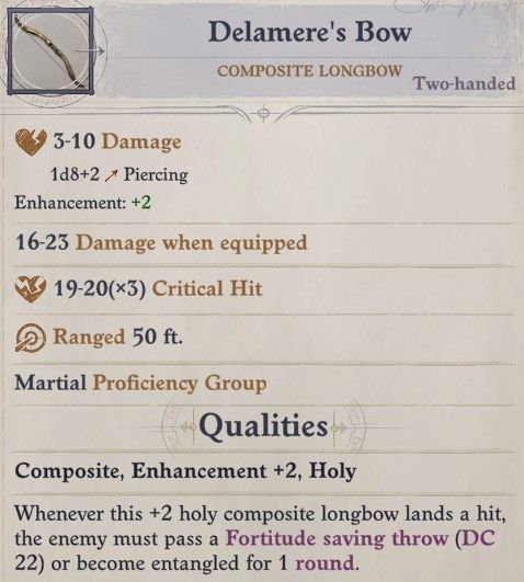 Delamere&rsquo;s Bow Delamere Pathfinder Wrath of the Righteous Build
