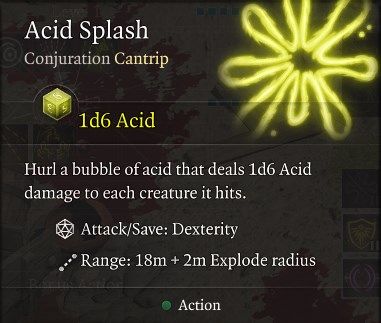 Acid Splash Spell Baldur&rsquo;s Gate 3 Builds Sorcerer Class Guide