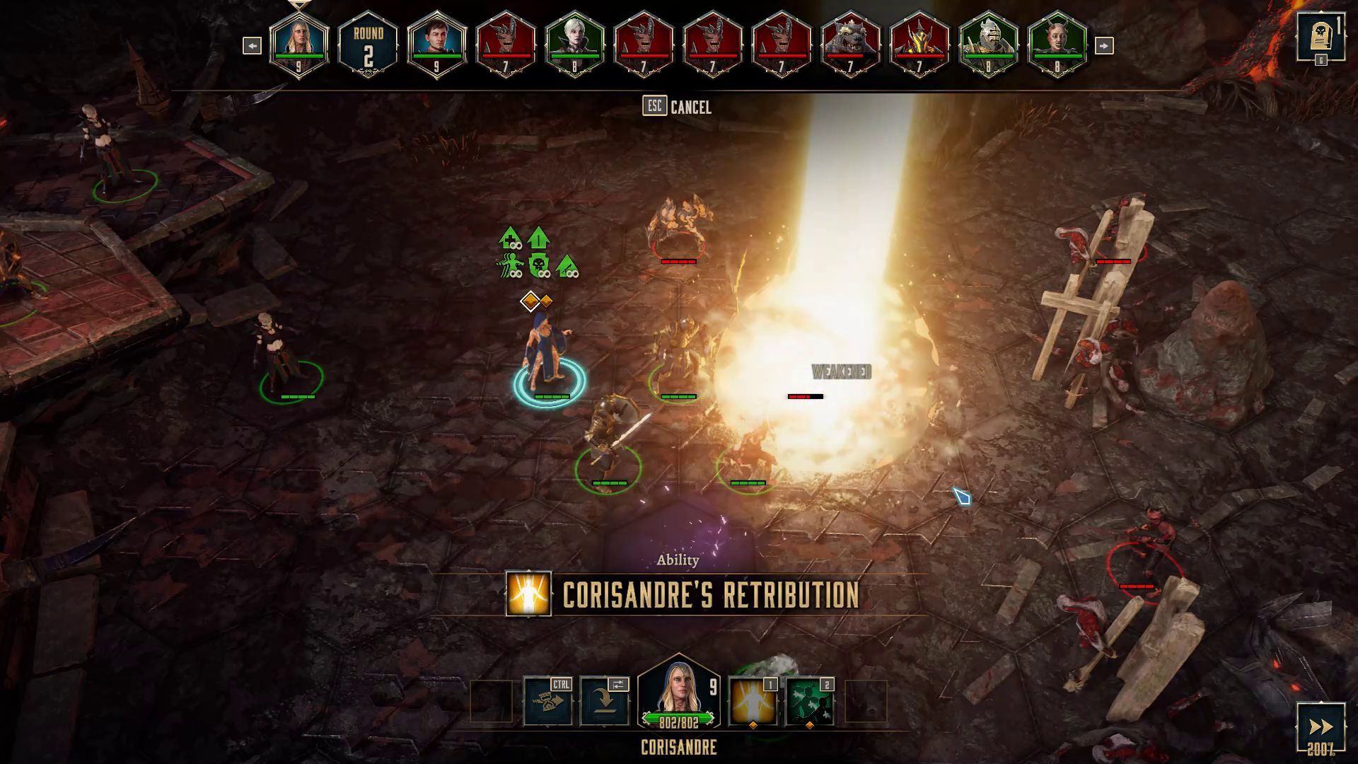 Corisandre&rsquo;s Retribution in Combat in Disciples Liberation