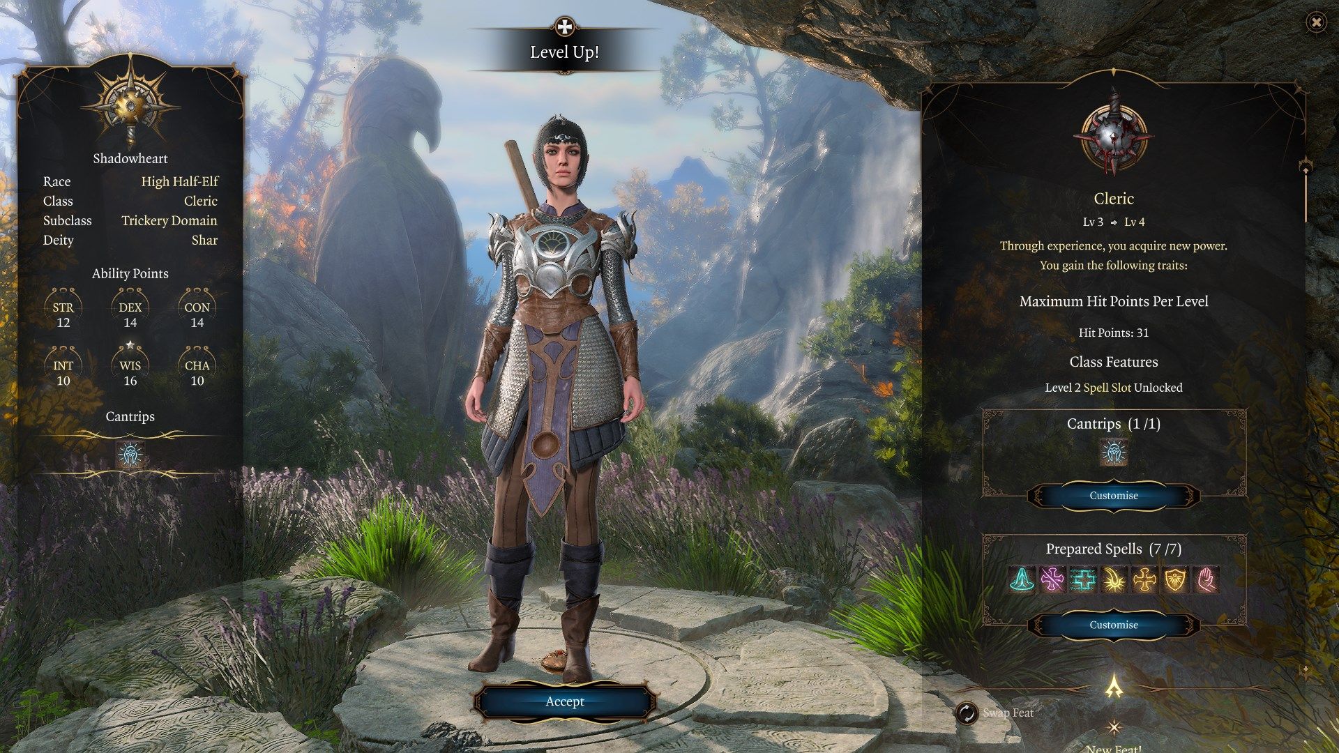 New Shadowheart Ability Score Spread Baldur&rsquo;s Gate 3 Patch 6