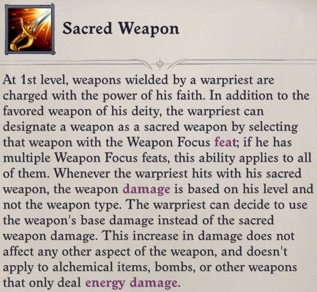 Sacred Weapon Ability Cult Leader Warpriest Pathfinder Wrath Of The Righteous Build