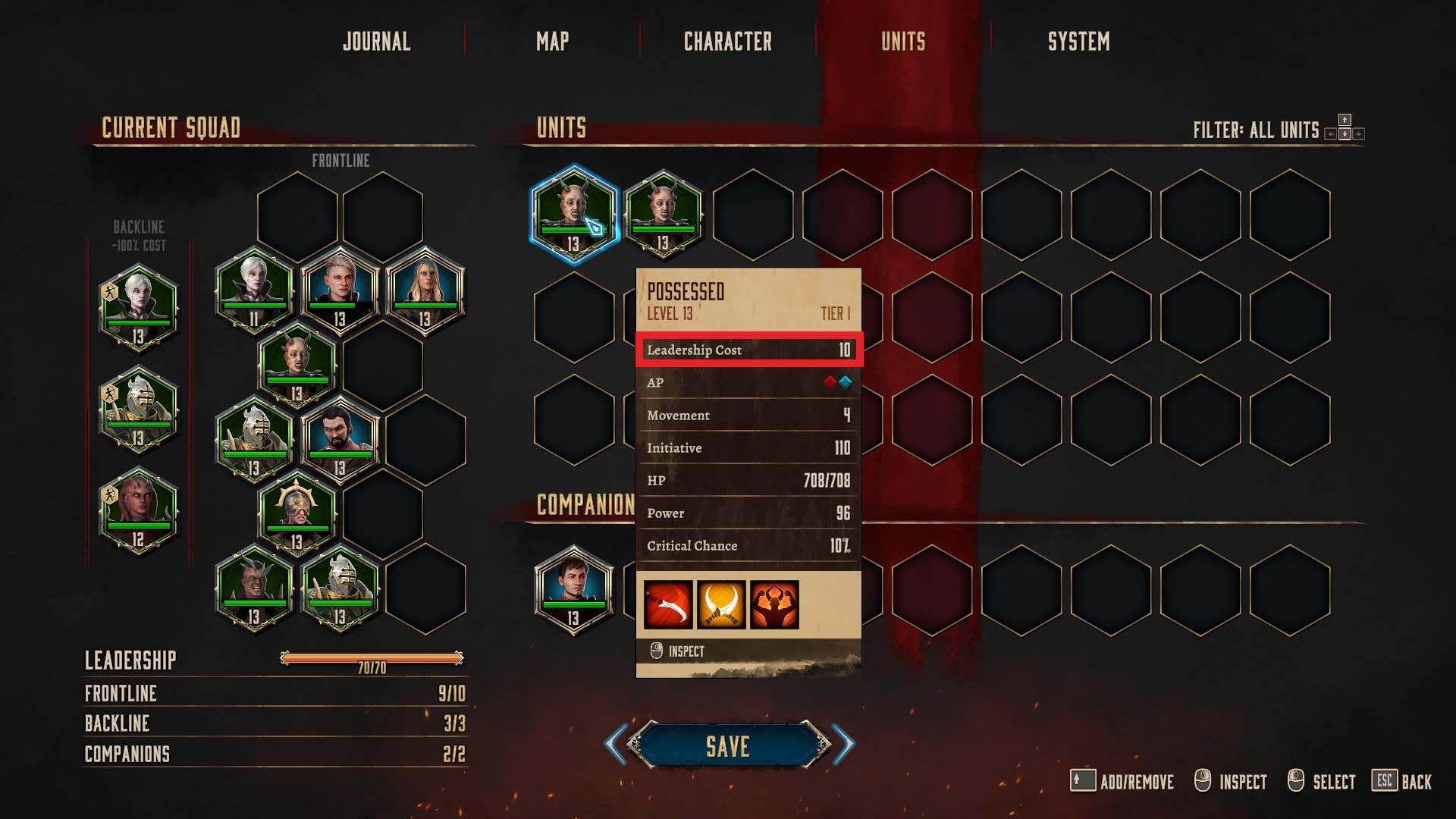 Squad Formation and Leadership Cost in Disciples Liberation
