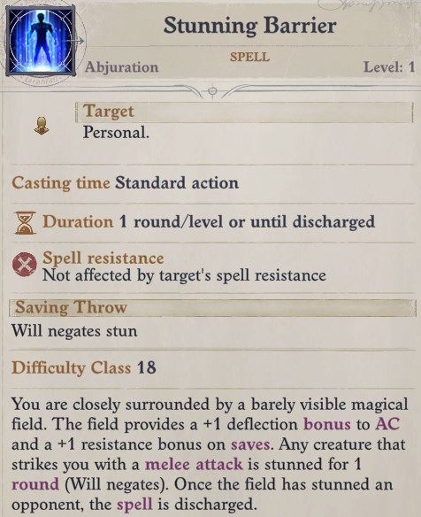 Stunning Barrier Spell Cult Leader Warpriest Pathfinder Wrath Of The Righteous Build