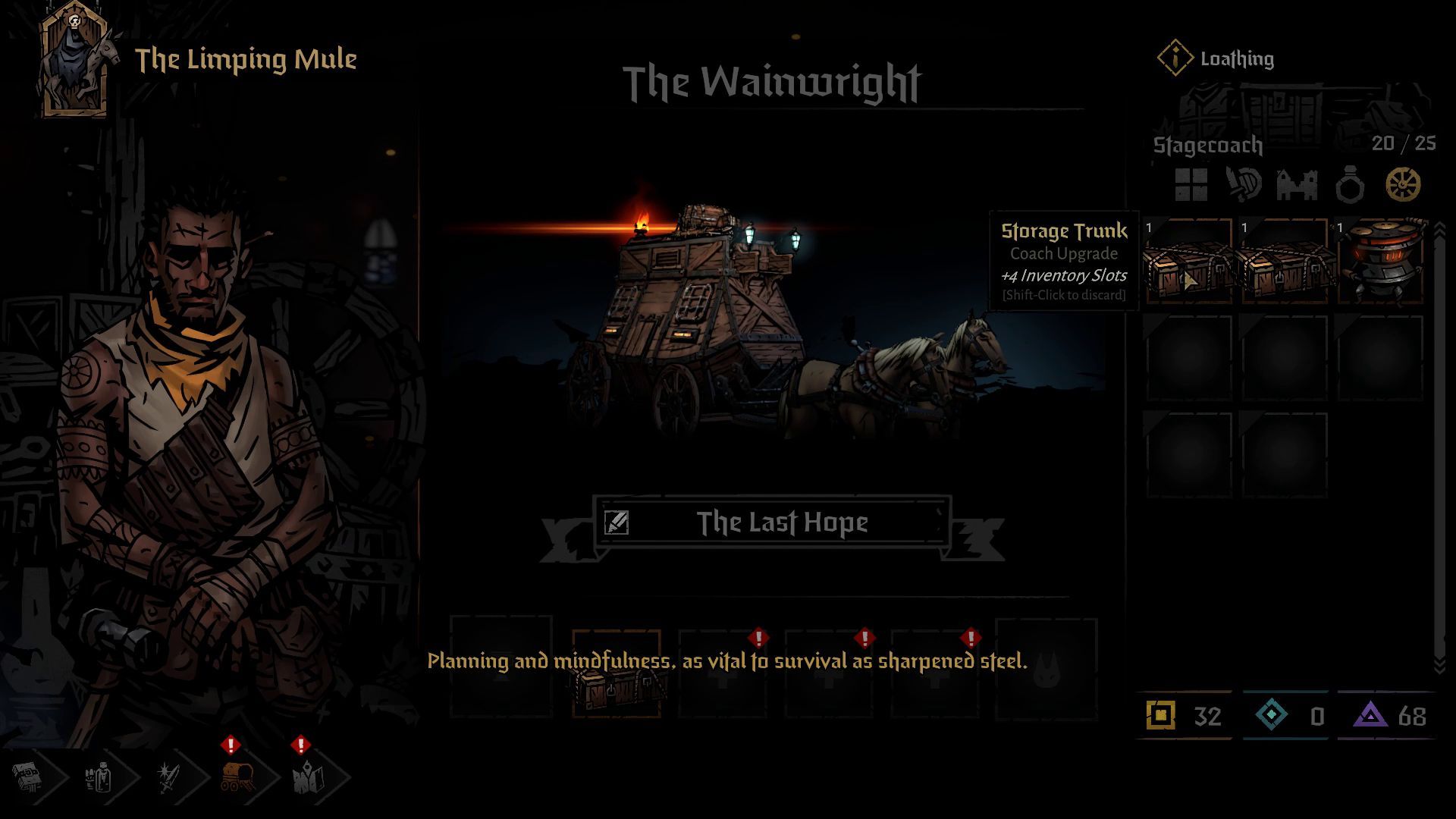 Upgrading the Stagecoach in the Inn in Darkest Dungeon 2 Early Access