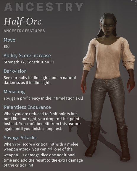 Half-Orc Ancestry Solasta Primal Calling DLC Overview Impressions