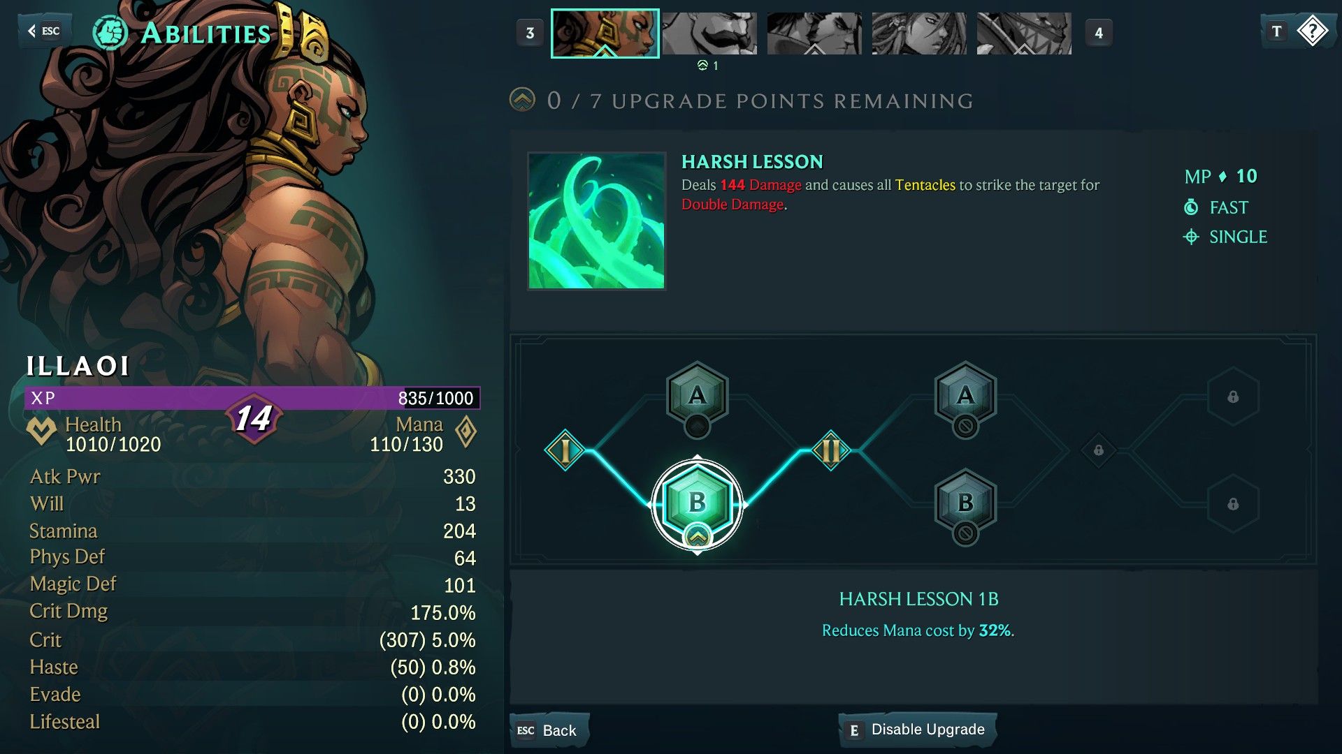 Mana Reduction When Upgrading Abilities in the Ruined King Getting Started Guide