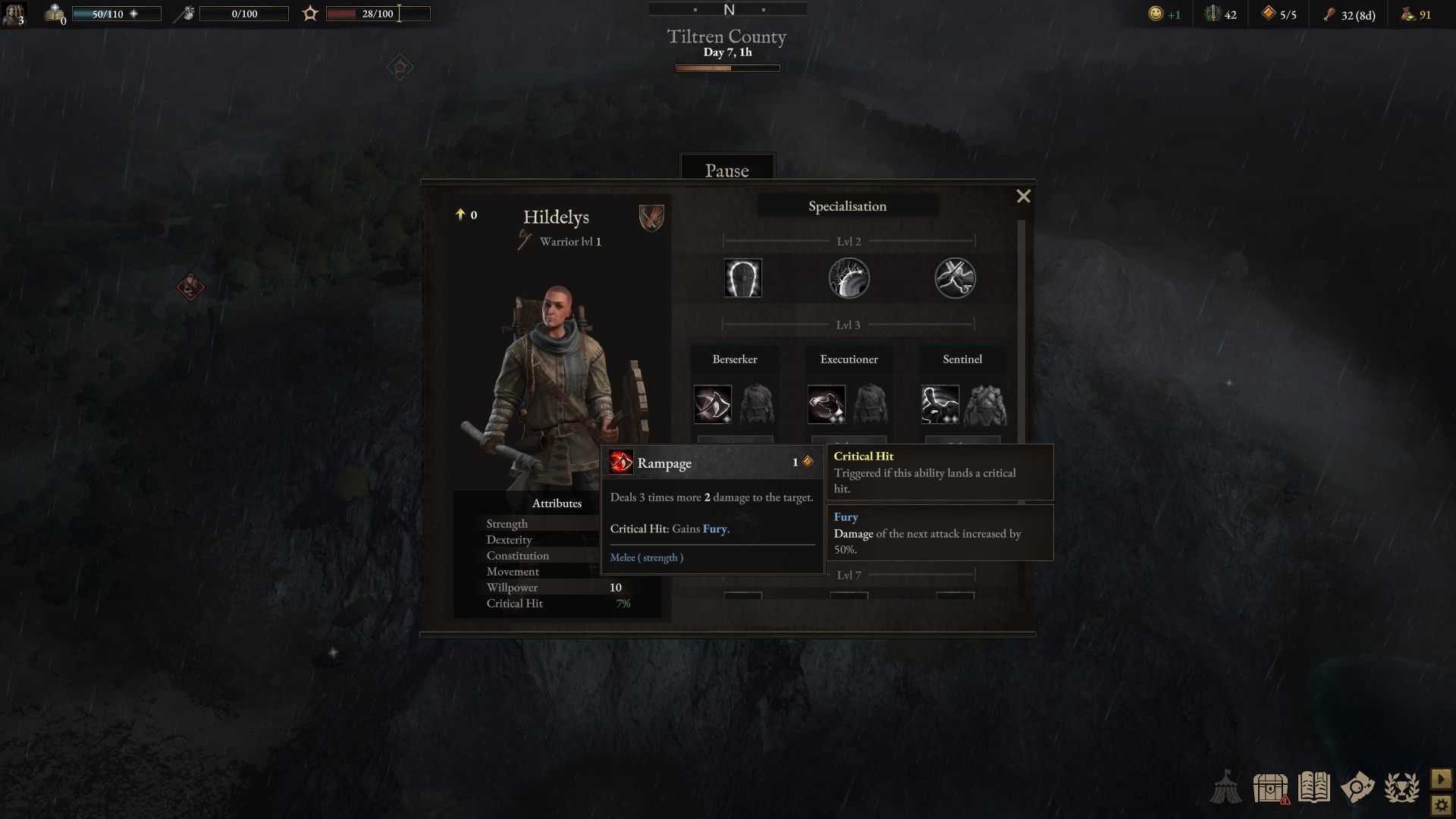 Warrior Skill Tree (Wartales Early Access Gameplay Impressions)