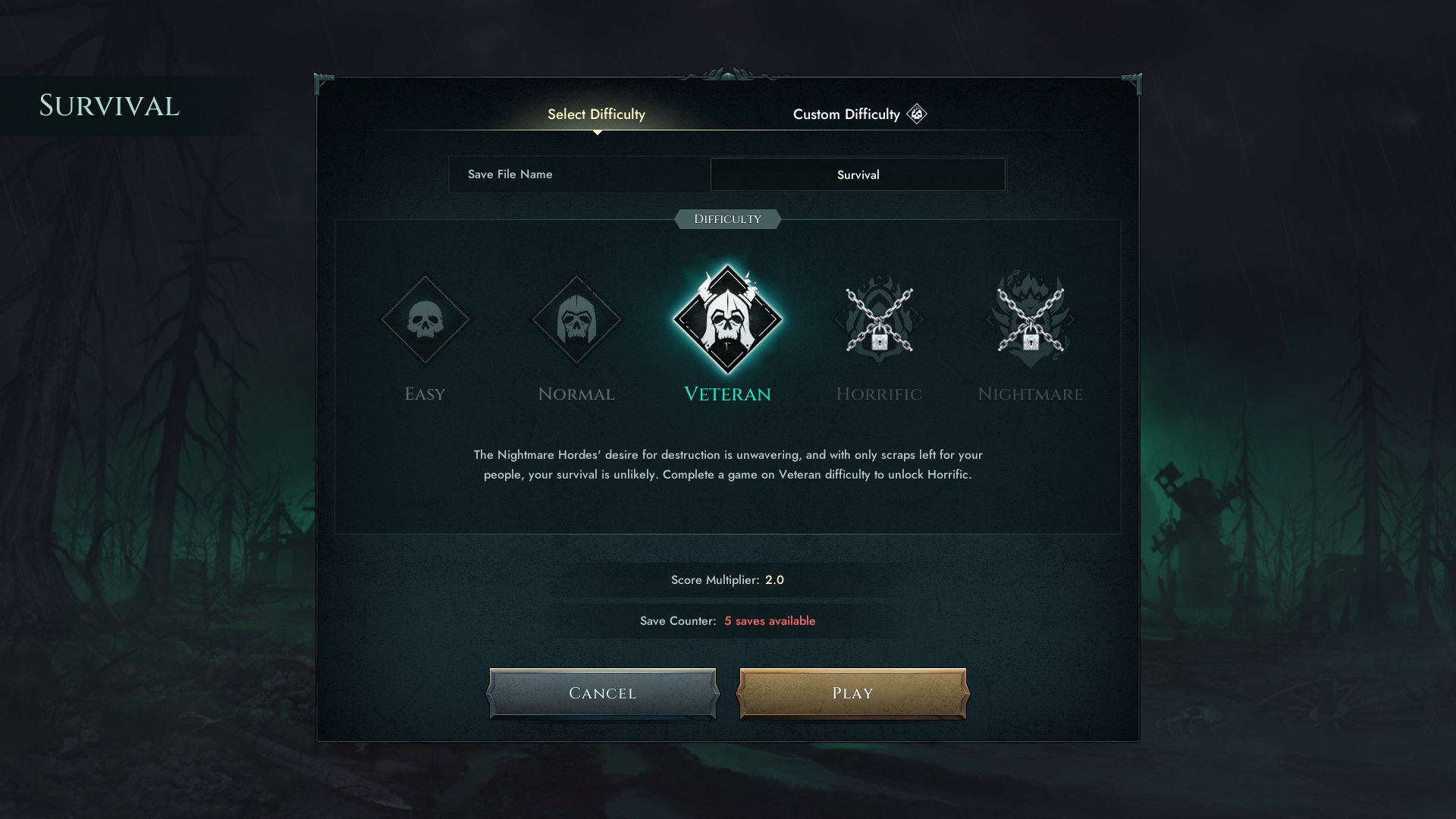 Age of Darkness Difficulty Modes Easy Normal Veteran