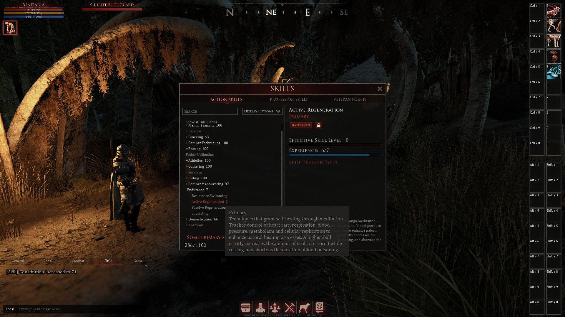 Mortal Online 2 Endurance and Active Regeneration Skill