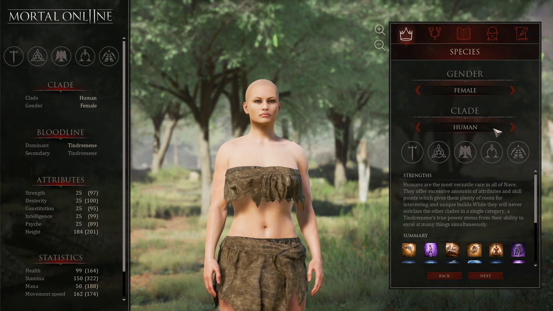 Mortal Online 2 Human Clade in Character Creation